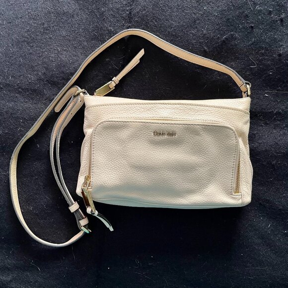 Calvin Klein Handbags - Calvin Klein Cream Crossbody Bag/Purse Front Zipper Pouch